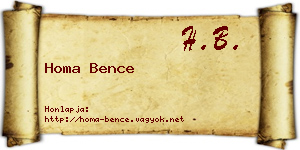 Homa Bence névjegykártya